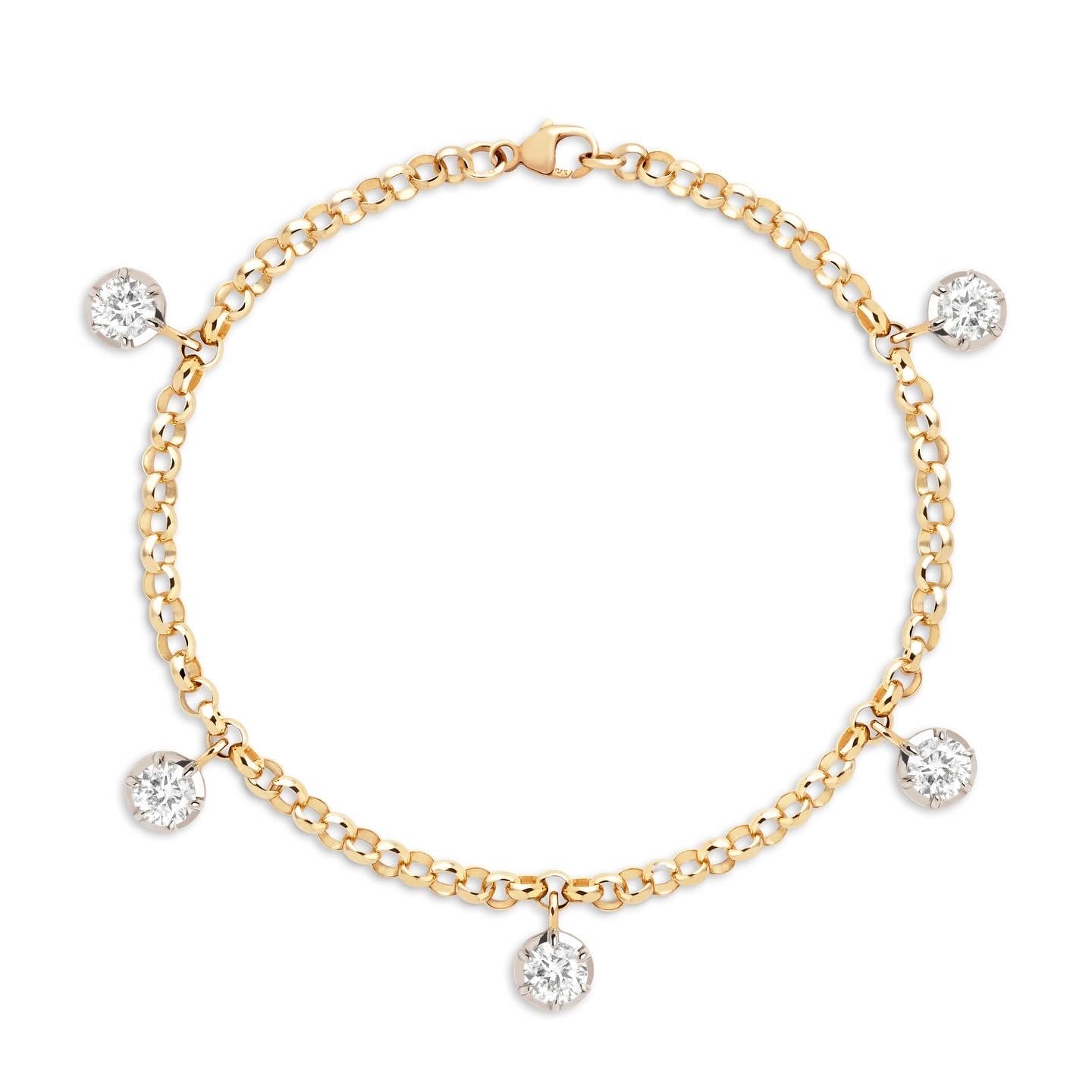 Five Stone Diamond Drop Georgian Inspired Setting Bracelet