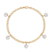 Five Stone Diamond Drop Georgian Inspired Setting Bracelet