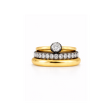 Ring Stack Solitaire, Diamond and Yellow Gold Band