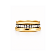 Ring Stack Diamond Eternity and Yellow Gold Band
