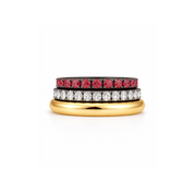Ring Stack Ruby Eternity, Diamond Eternity and Yellow Gold Band
