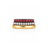 Ring Stack Ruby Eternity, Diamond Eternity and Yellow Gold Band