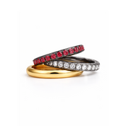 Ring Stack Ruby Eternity, Diamond Eternity and Yellow Gold Band