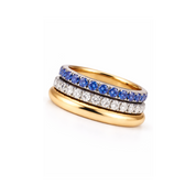 Ring Stack Sapphire Eternity, Diamond Eternity and Yellow Gold Band