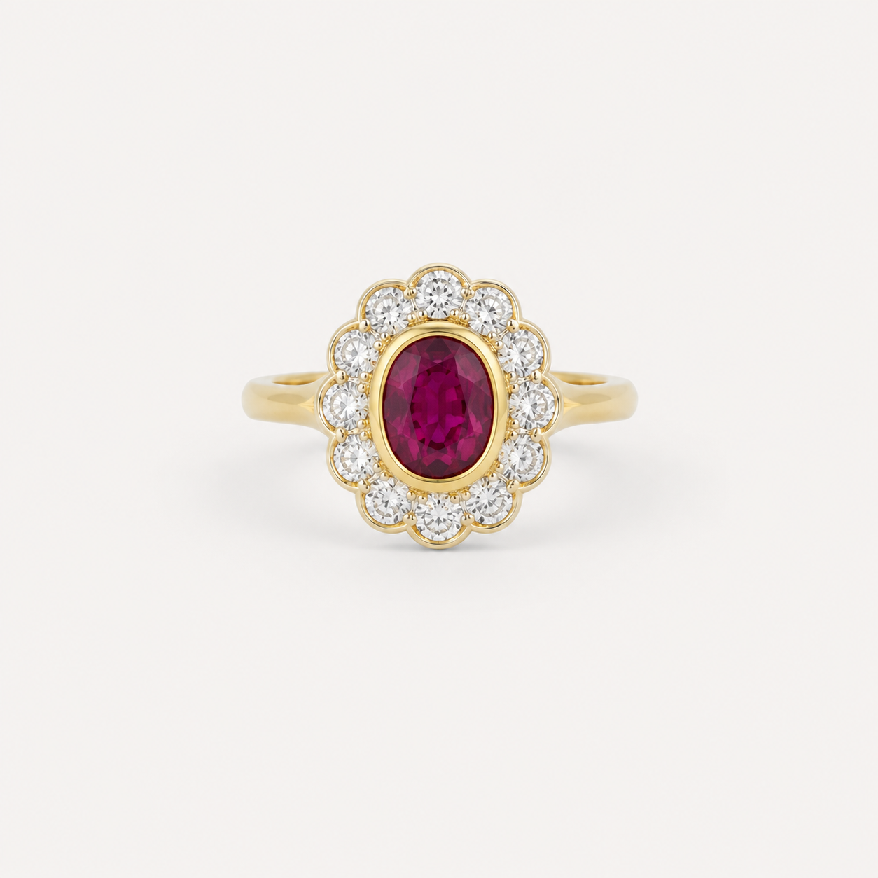 Ruby &amp; Diamond Cluster Ring