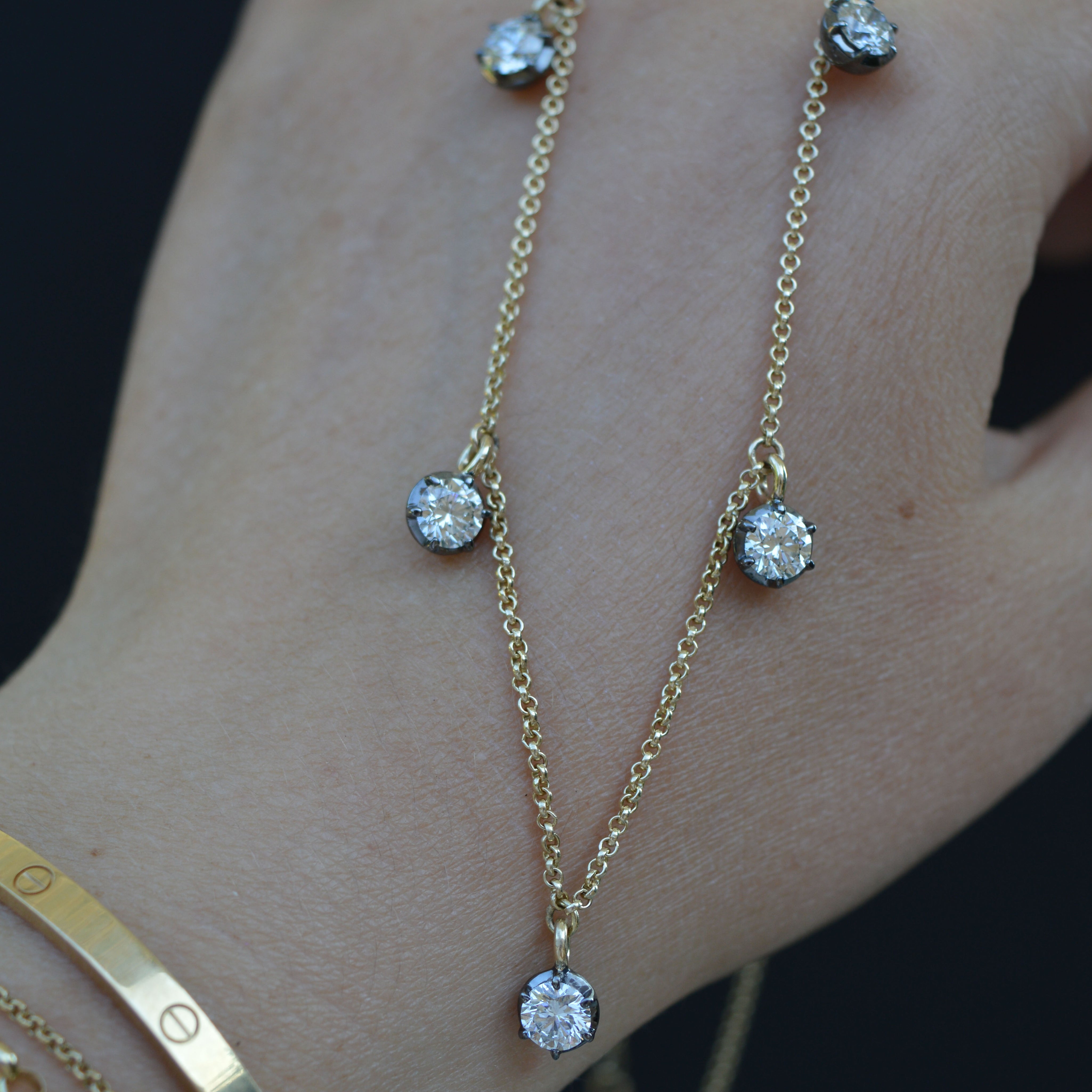 2.50ct Diamond Georgian Inspired Setting Drop Necklace