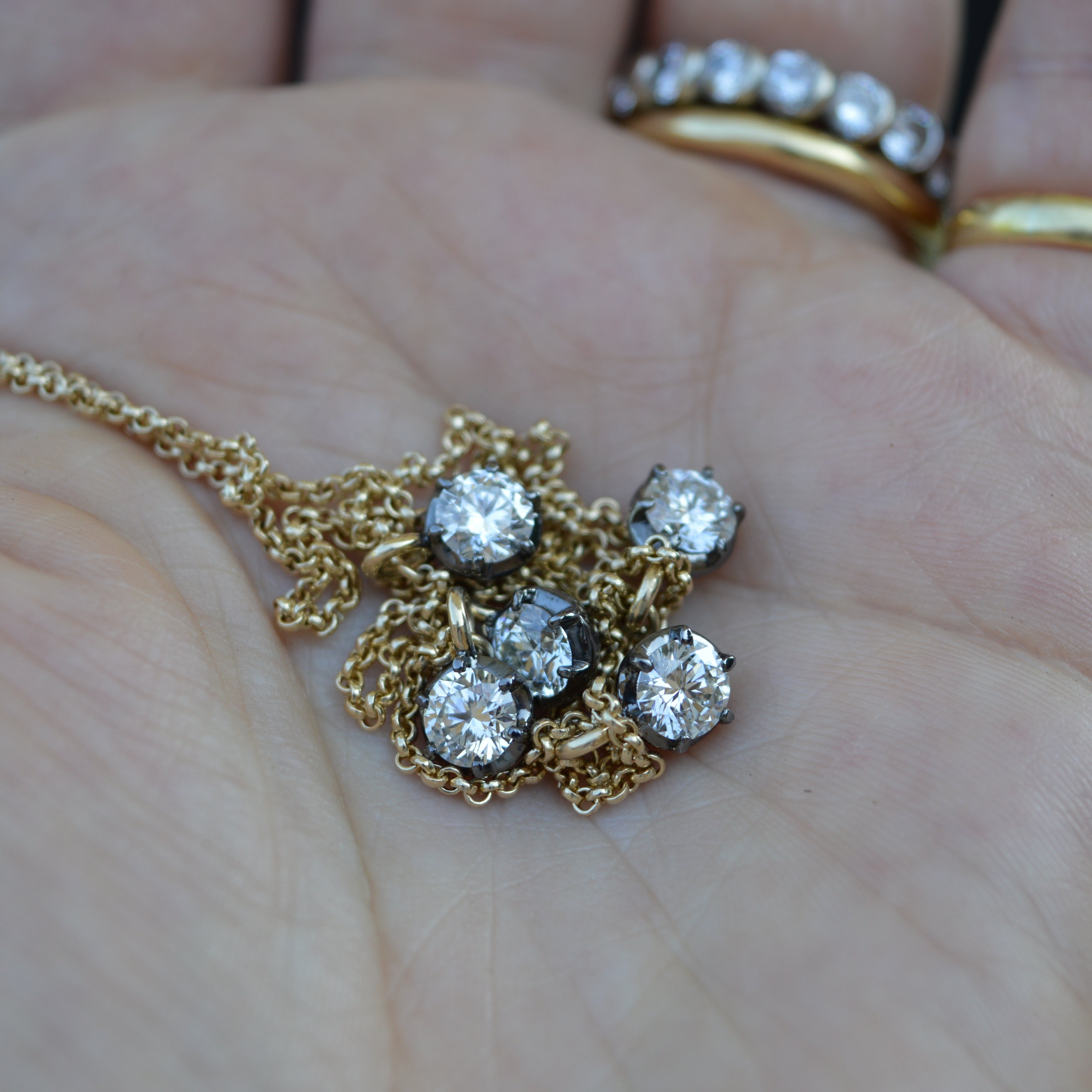 2.50ct Diamond Georgian Inspired Setting Drop Necklace