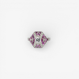 Art Deco Style Diamond and Ruby Engagement Ring