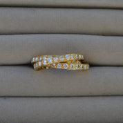 Vintage Three Band 18ct Yellow Gold Diamond Russian Wedding Ring