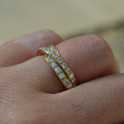Vintage Three Band 18ct Yellow Gold Diamond Russian Wedding Ring