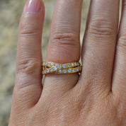 Vintage Three Band 18ct Yellow Gold Diamond Russian Wedding Ring