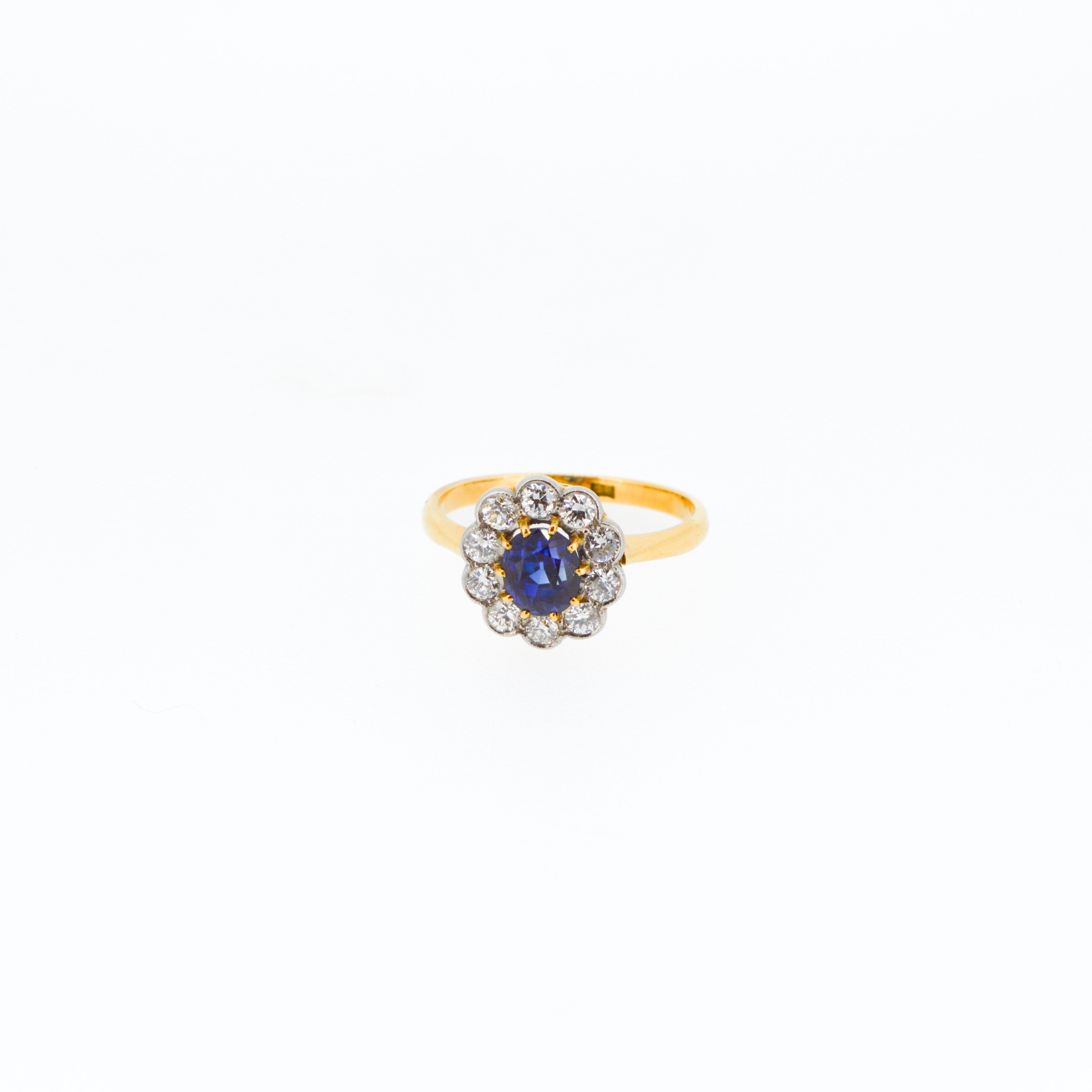 Antique Sapphire and Diamond Cluster Engagement Ring