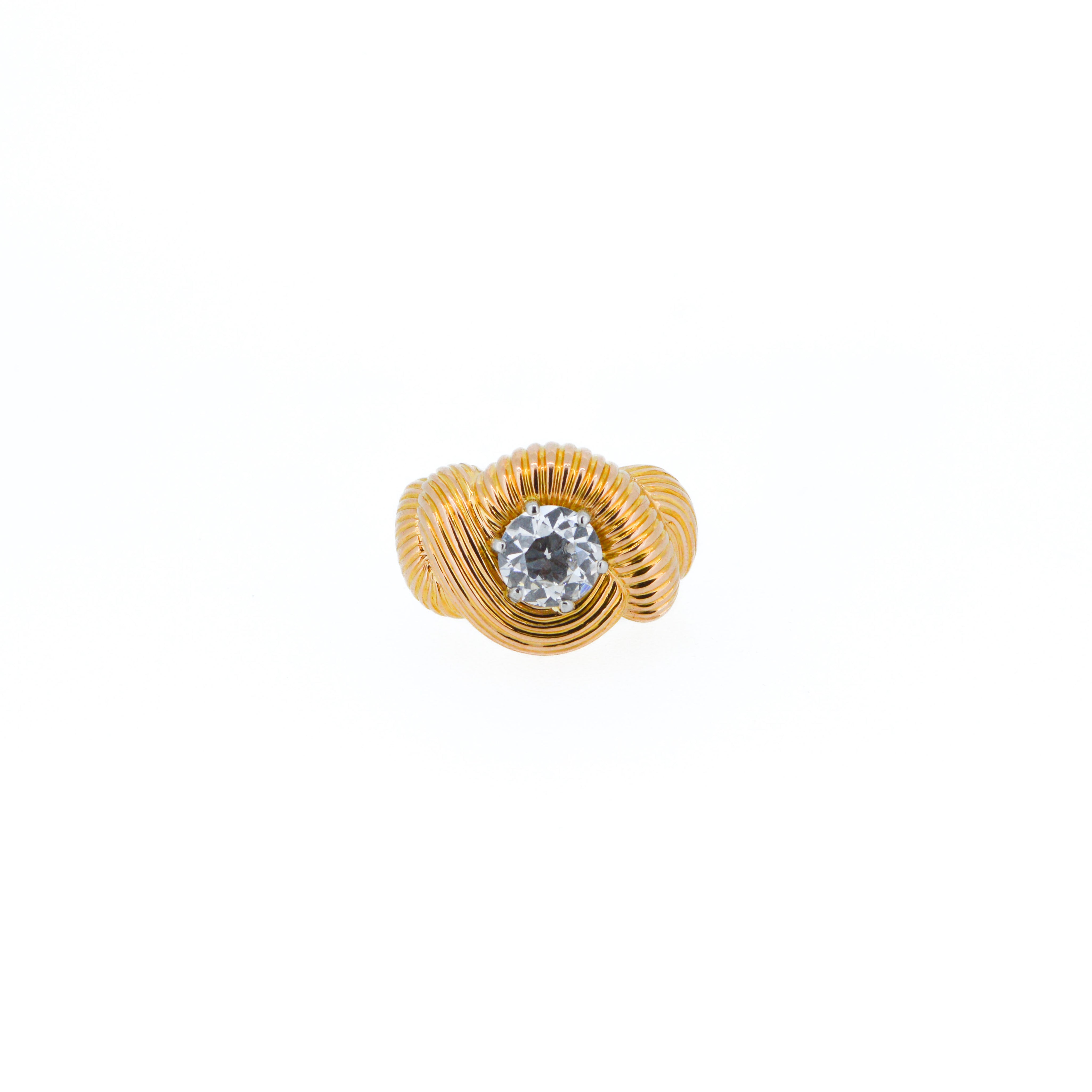 1960's Statement 18ct Yellow Gold Diamond Ring