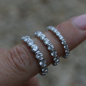 Vintage Inspired Half Moon Bezel Set Diamond Eternity Ring