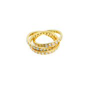 Vintage Three Band 18ct Yellow Gold Diamond Russian Wedding Ring