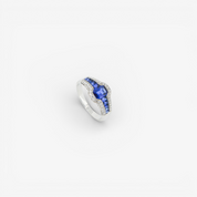 Geometric Sapphire and Diamond Ring
