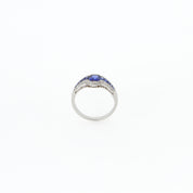 Geometric Sapphire and Diamond Ring