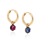 Birthstone Asymmetric Georgian Inspired Drops- Sapphire and Ruby - Medium