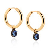 Georgian Inspired Sapphire Drop Hoops Earrings - Large