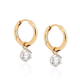 Georgian Inspired Diamond Drop Hoops Earrings - Medium