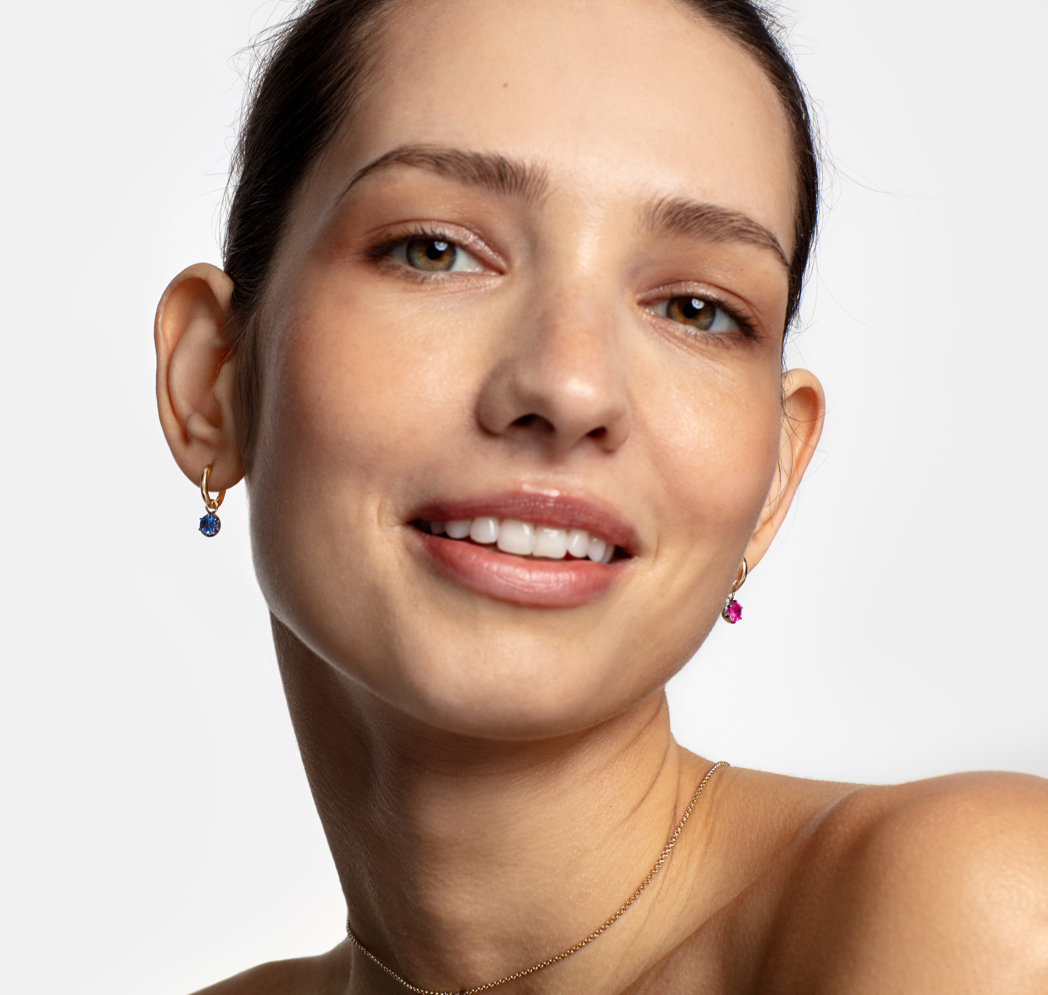 Georgian Inspired Sapphire Drop Hoops Earrings - Large