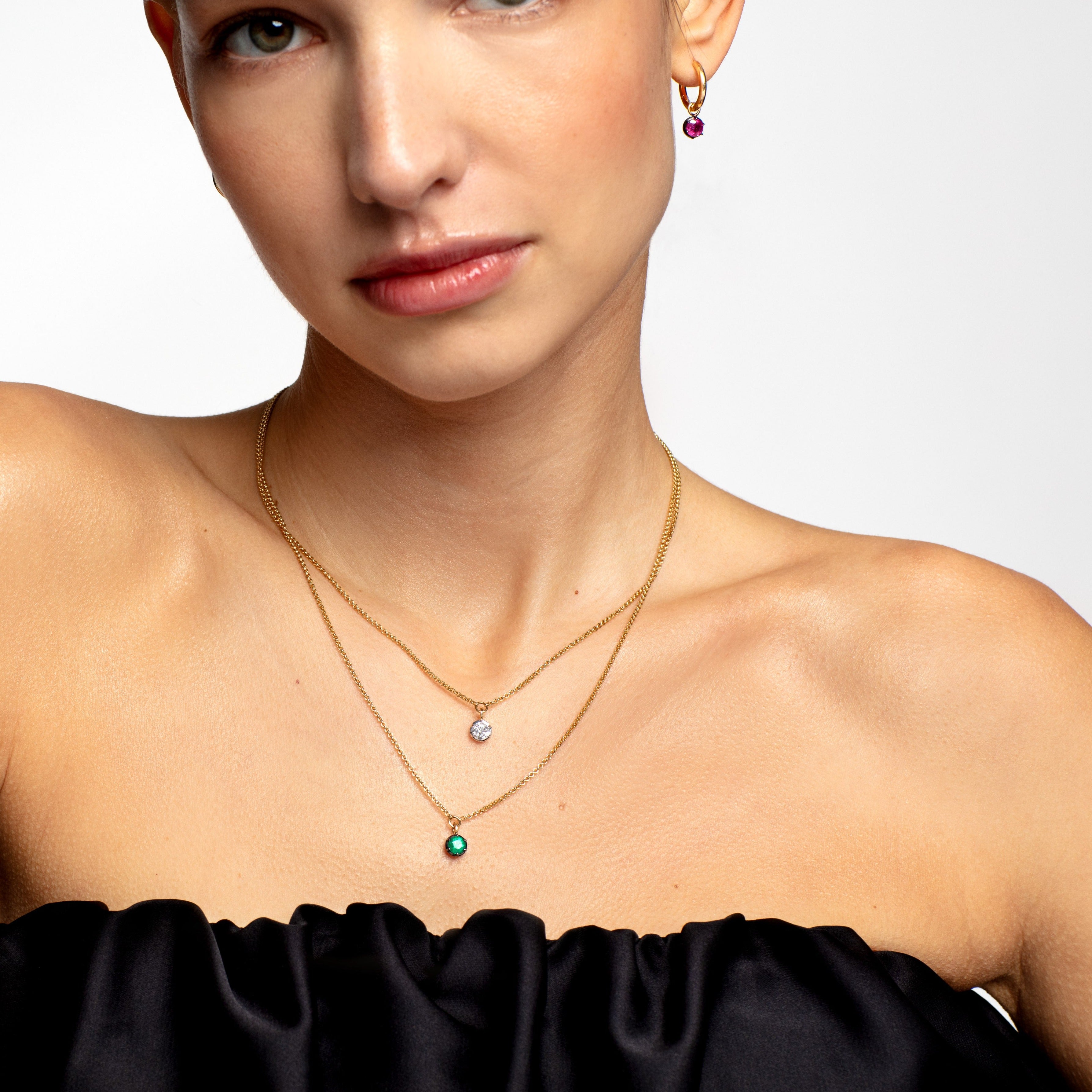 May Birthstone Georgian Inspired Setting Drop Necklace