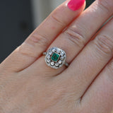c1890 Belle Epoque Emerald and Diamond Engagement Ring